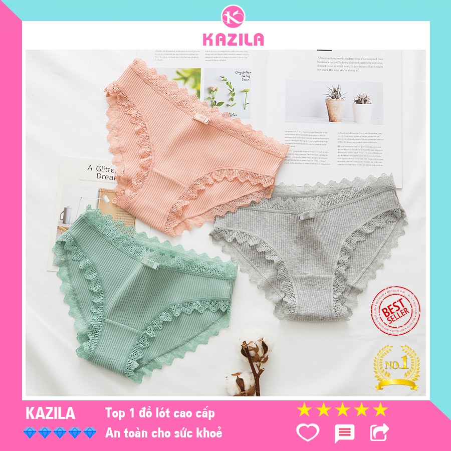 Quần lót ren nữ sexy sợi cotton thoáng khí, quần lót nữ dễ thương mềm mịn co giãn Kazila QLH10