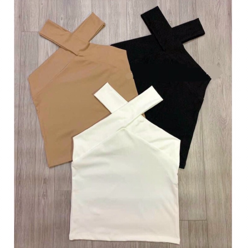 Áo yếm 2 dây trễ vai mặc nhiều kiểu siêu xinh mặc đa năng màu trắng đen