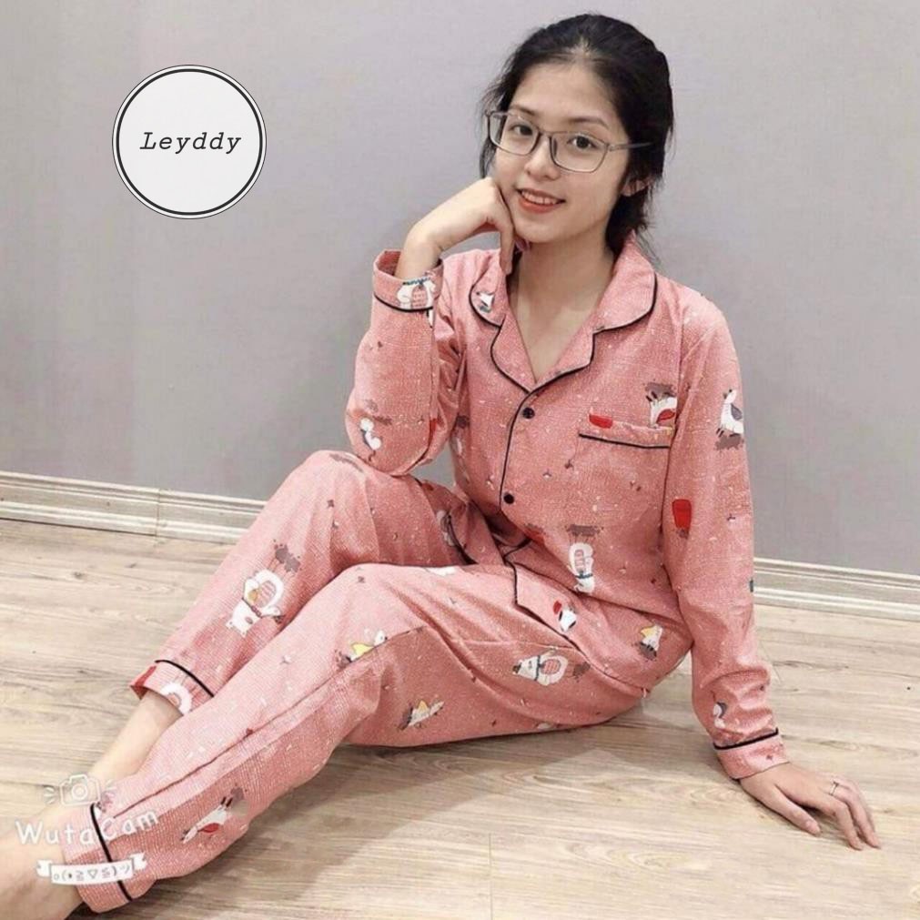 Bộ Pijama Nữ Dài Tay Thu Đông Chất Kate Thái Mềm Mát Loại 1 Không Xù FreeSize (45 – 65kg) – Leyddy. | BigBuy360 - bigbuy360.vn