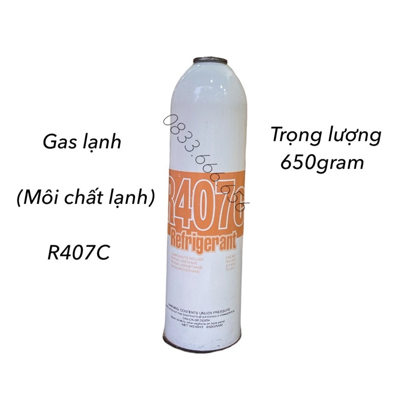 Môi chất lạnh R407C lon 650gram - Gas lạnh 407