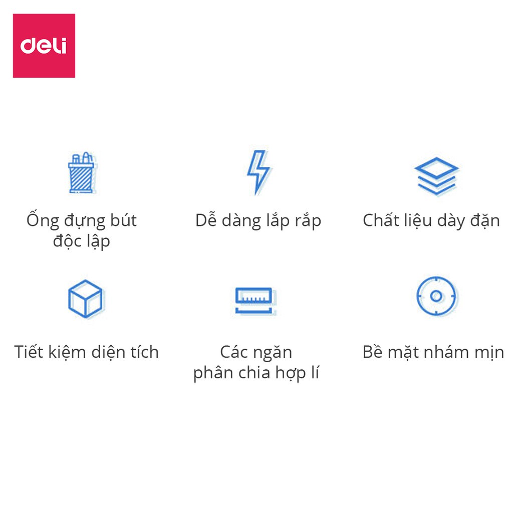 Giá tài liệu 3 ngăn kèm hộp bút Deli - File đựng tài liệu 3 ngăn/ 4 ngăn, màu Ghi xám - 1 chiếc E9845/ E9846