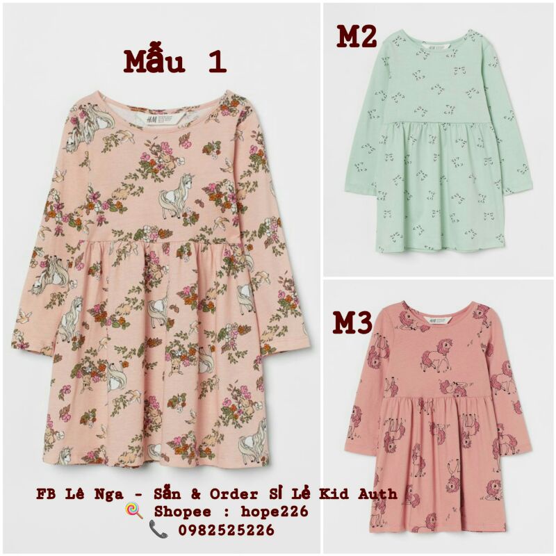 Váy cotton dài tay HM UK/JP chính hãng sz  từ 1.5-10y