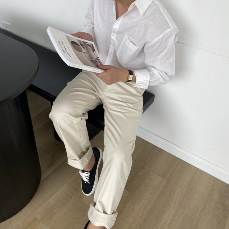 ÁO SƠ MI NAM - HEEBYOHI - Màu Trắng Ngà Linen