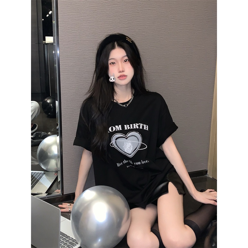 Áo Thun cotton Tay Ngắn Cổ Tròn Thời Trang Phong Cách Hàn Quốc Cho Nữ