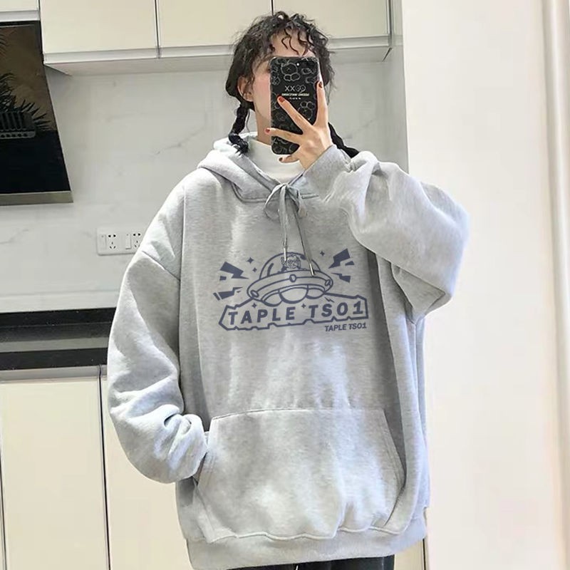 Áo Hoodies Tay Dài Thiết Kế Dáng Rộng Phong Cách Hàn Quốc