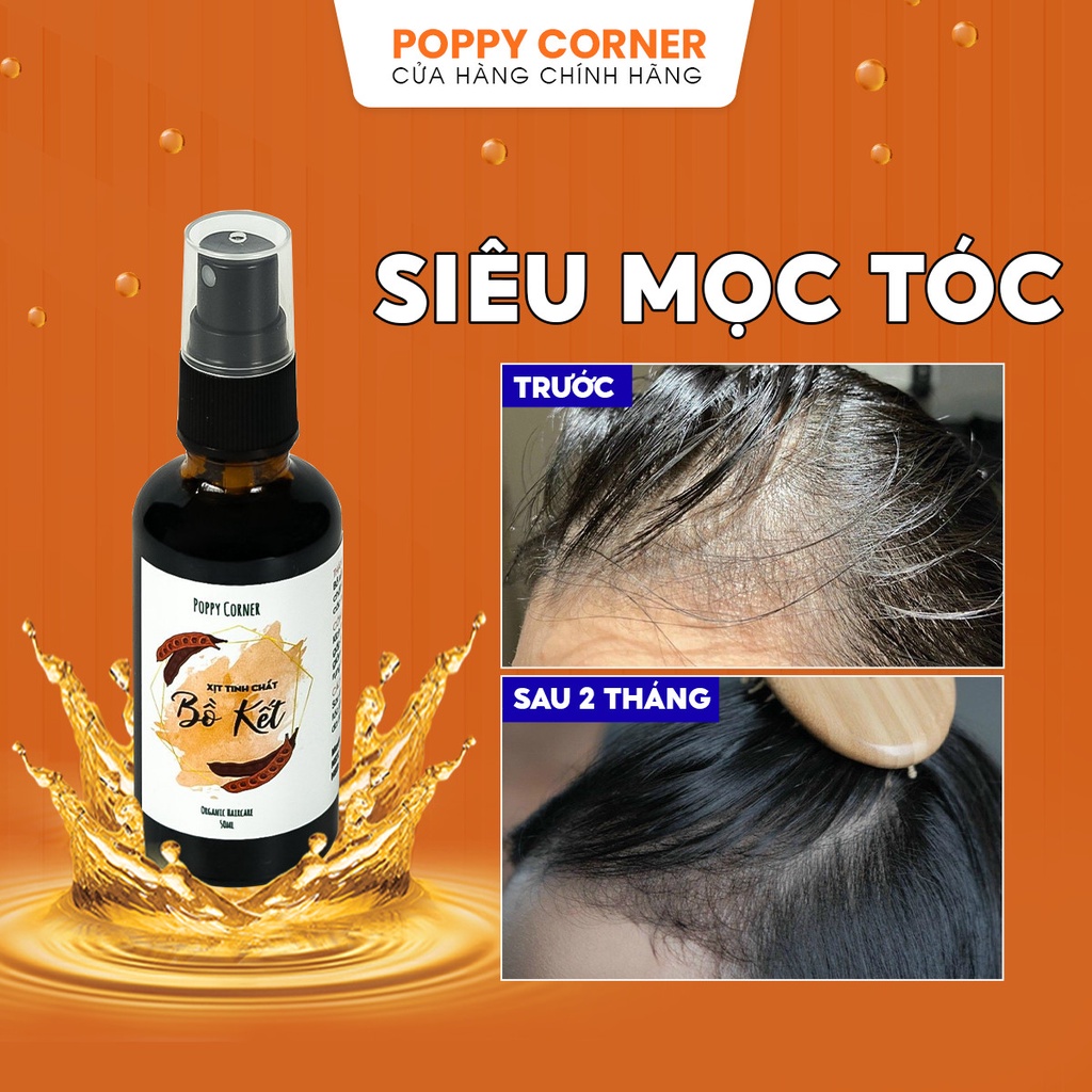Xịt dưỡng tóc bồ kết thơm kích mọc tóc nhanh thảo dược cô đặc tinh dầu dưỡng tóc giảm rụng tóc dày dài khỏe Poppy Corner