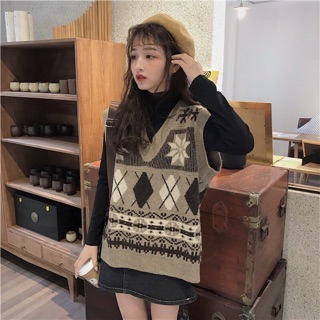 Áo gile len hoạ tiết (ảnh thật ở cuối)