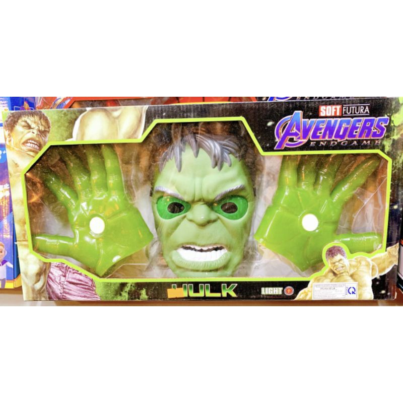 Hộp đồ chơi mặt nạ và găng tay chiếu đèn Hulk/Spiderman