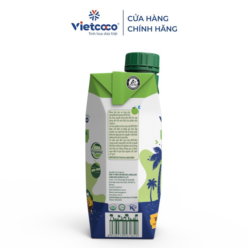 Combo 2 hộp sữa dừa Organic UHT Vietcoco - hộp 330ml