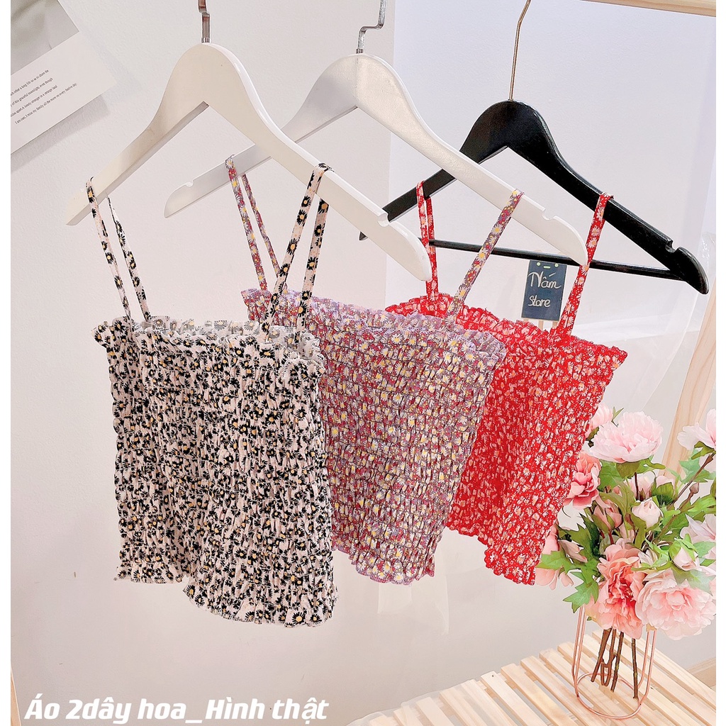 Áo voan kiểu hoa nhí nữ trễ vai 2 dây cao cấp dễ thương năng động giá rẻ phù hợp đi chơi