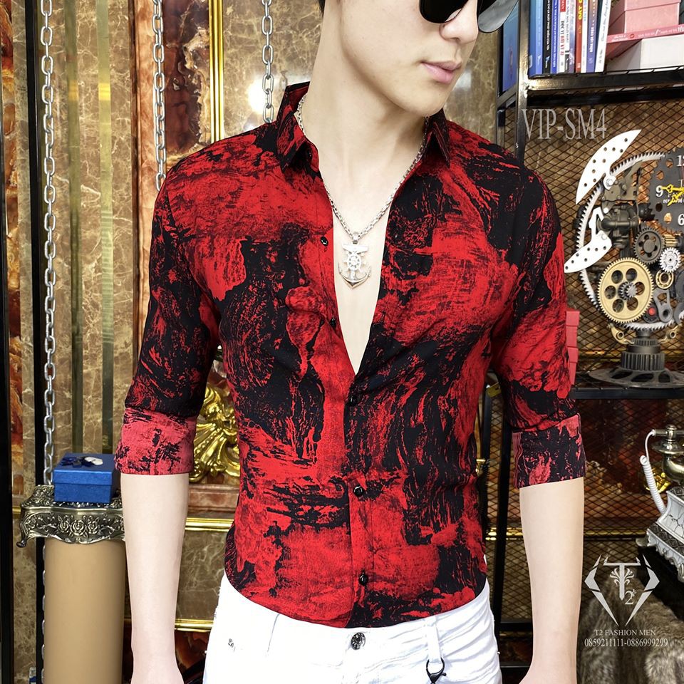 Áo Sơ Mi Nam Họa Tiết Y Hình Cao Cấp