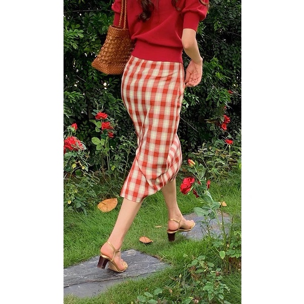 Vintage Plaid Dress Set | Set Váy Áo Caro Vintage