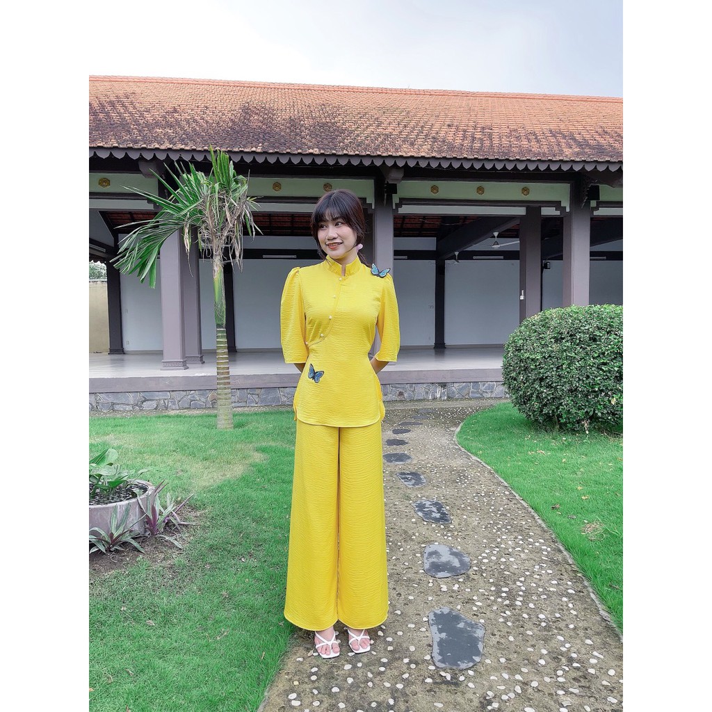 [Mã WASTCOOL giảm 15% tối đa 50K đơn 99K] Đồ lam đi chùa cao cấp AL031 kết cườm thêu bướm cực đẹp | BigBuy360 - bigbuy360.vn