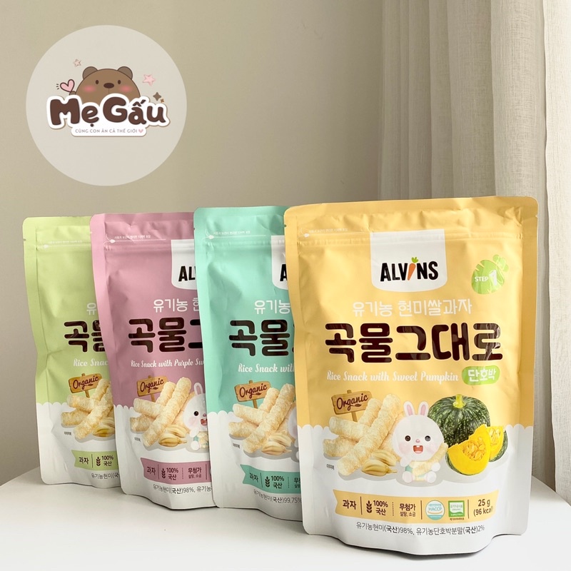 Bánh Gạo Hữu Cơ Dạng Que Alvins - cho bé từ 6m 08/24