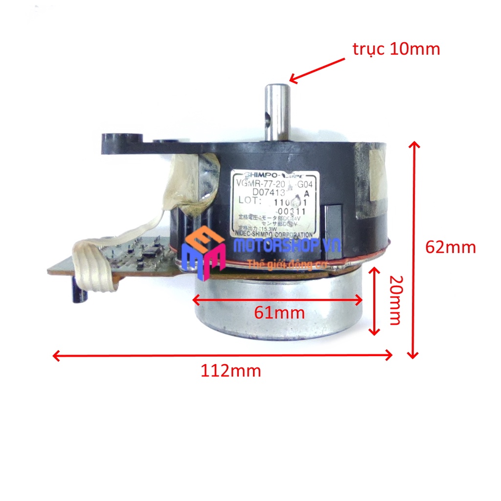 ĐỘNG CƠ GIẢM TỐC BRUSHLESS KHÔNG CHỔI THAN 12- 24VDC 104RPM 15.3W TRỤC 10MM