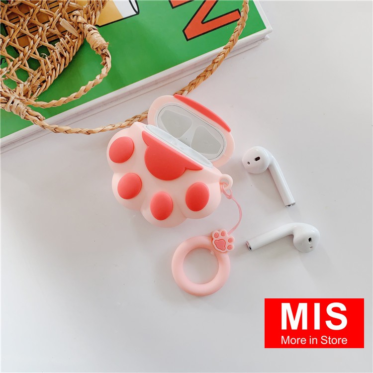 AirPods Case, Ốp tai nghe airpod 1,2 bluetooth không dây, vỏ nhựa silicon mềm chống sốc mẫu Bàn tay mèo TN008PK