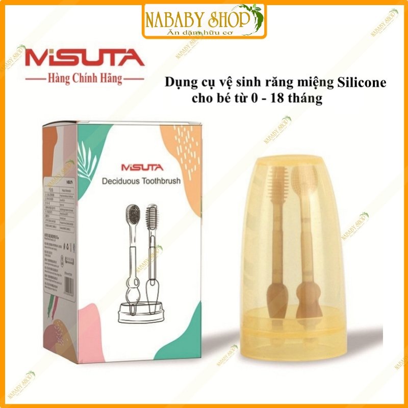 [Chính hãng Misuta] Set Bàn Chải Rơ Lưỡi Silicon siêu mềm chống tưa, nấm lưỡi cho bé 0 - 2 tuổi