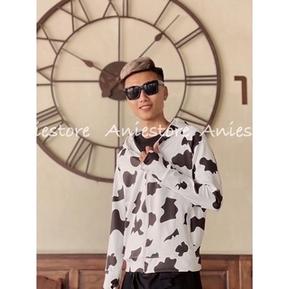 💃 Áo Chống Nắng Bò Sữa Dài Tay Khóa Kéo Kèm Mũ