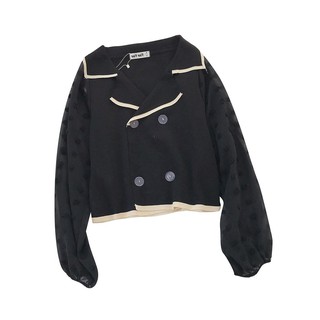 Áo croptop cổ V phối nút phong cách Hàn Quốc
