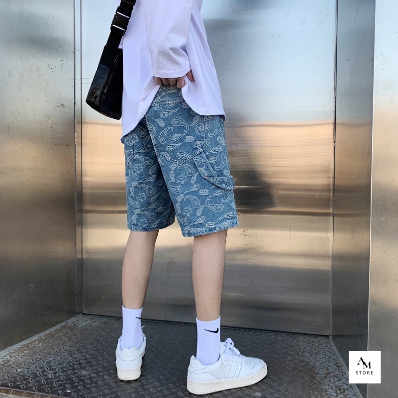 Quần Đùi Nam Nữ Phong Cách Hàn Quốc, Quần Short Unisex Họa Tiết Paisley