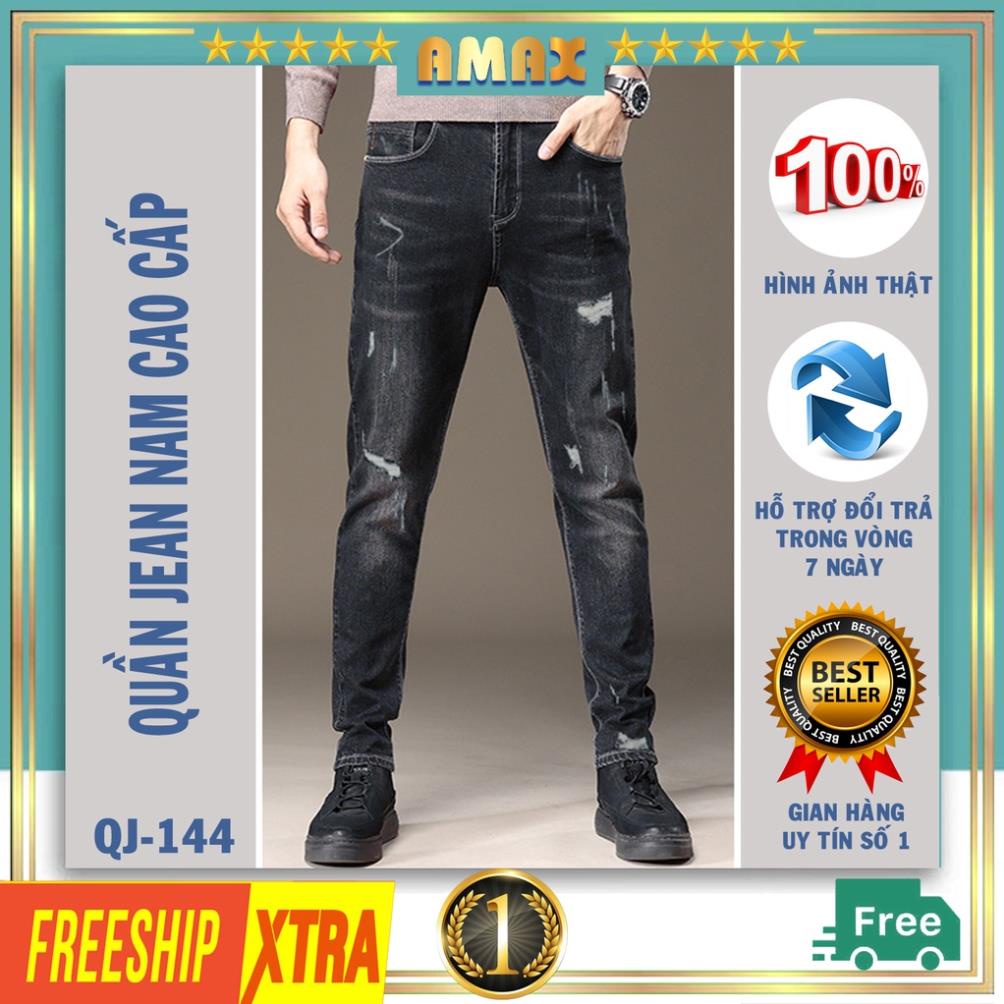 Quần Jean Nam rách gối phong cách Hàn Quốc cao cấp đẹp quần zin nam co giãn tốt QJ-144 *