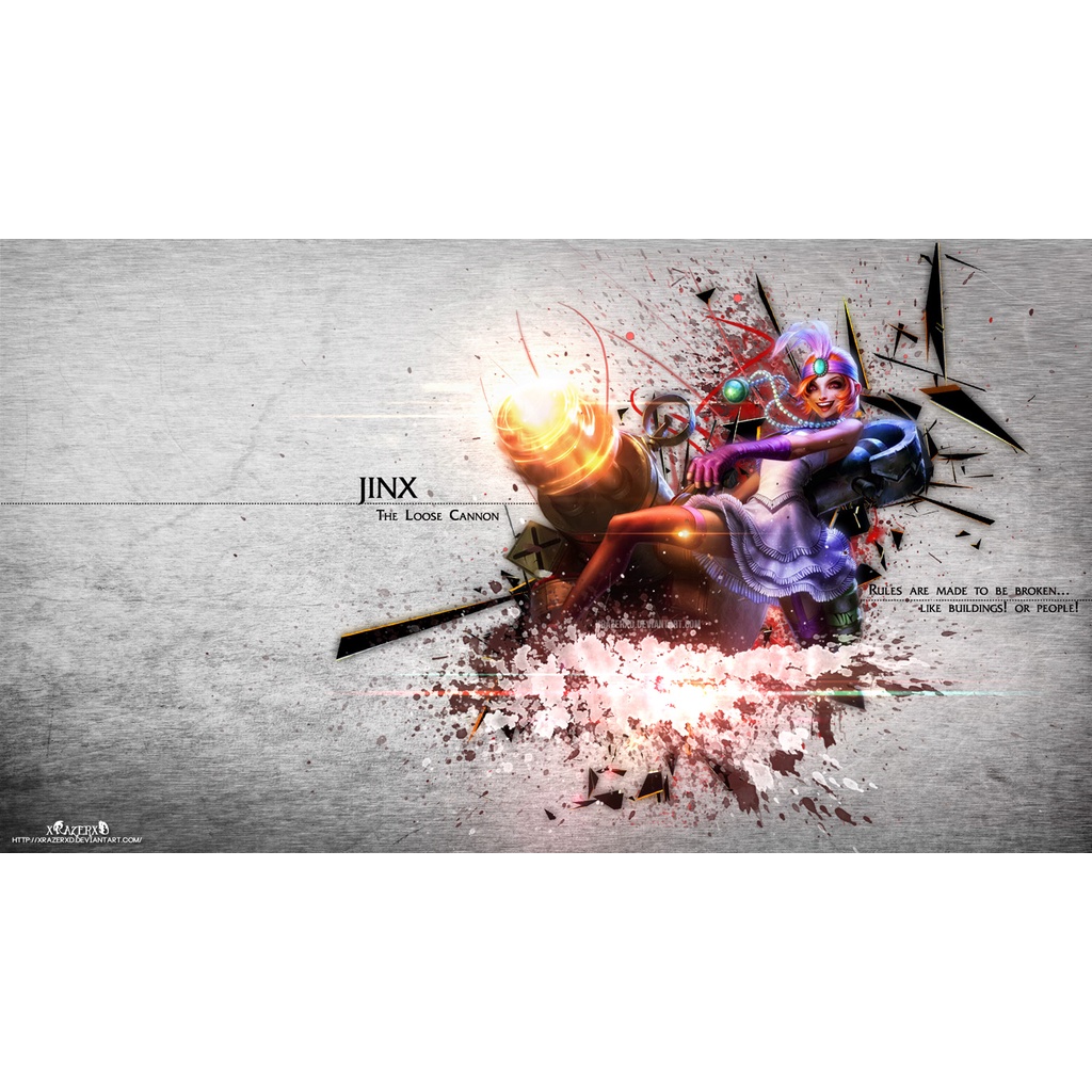 Poster A2, A3, A4 dán tường LoL, decal trang trí có keo JINX - Mẫu 2