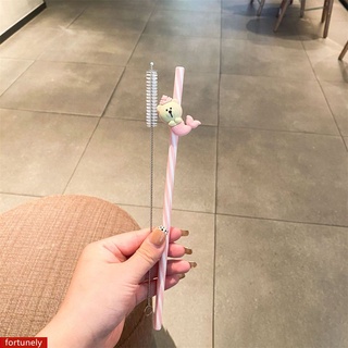 Ống hút Starbucks có cọ ống hút hình gấu hoạt hình