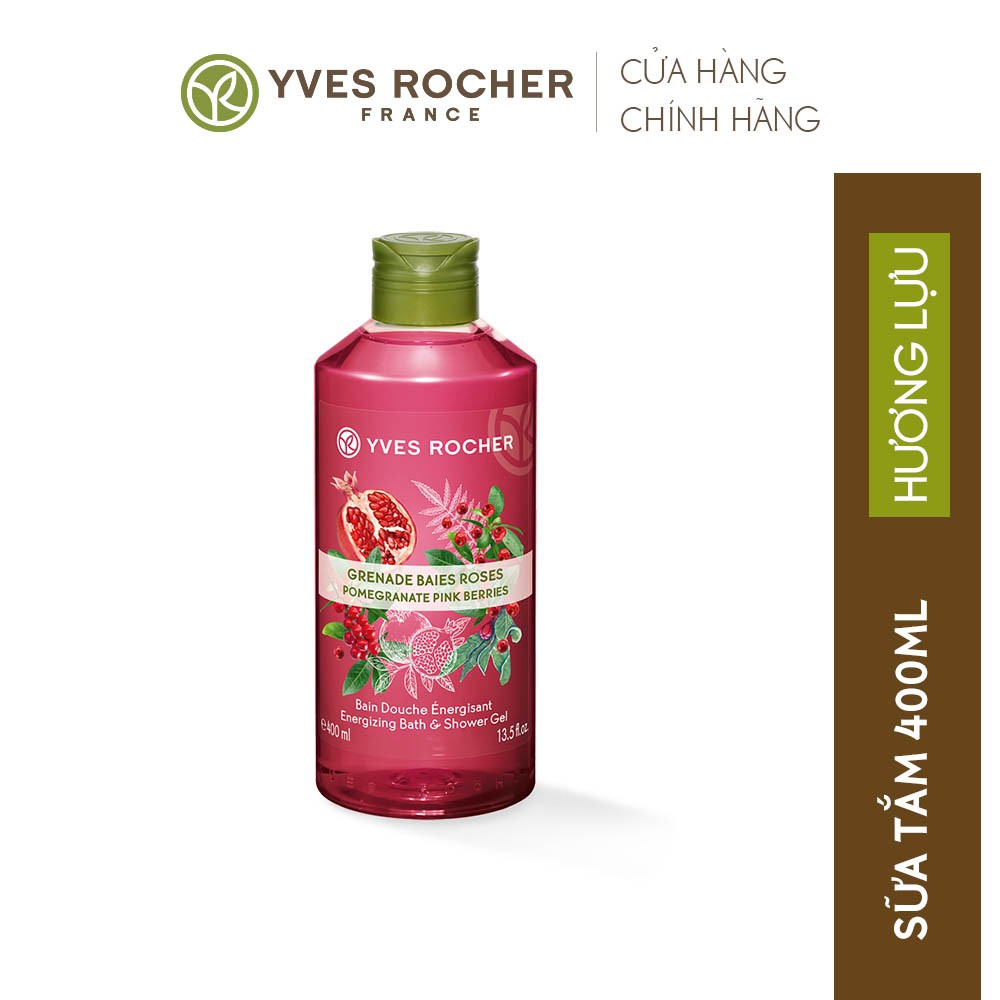 Gel Tắm Yves Rocher Pomegarana Pink Berries Energizing Bath And Shower Gel 400ml