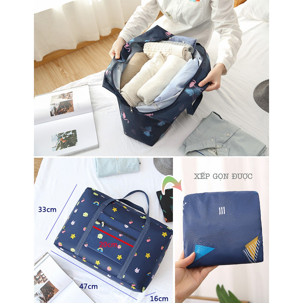 Túi Du Lịch Dày Tốt Chống Nước Pattern Xếp Gọn Đựng Hành Lý RQN2006