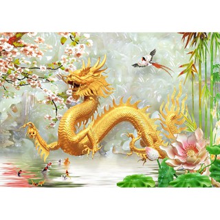 tranh đính đá rồng vàng