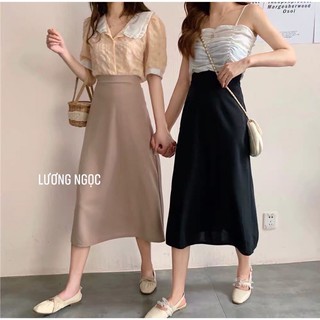 Chân váy MIDI chữ A xẻ sườn