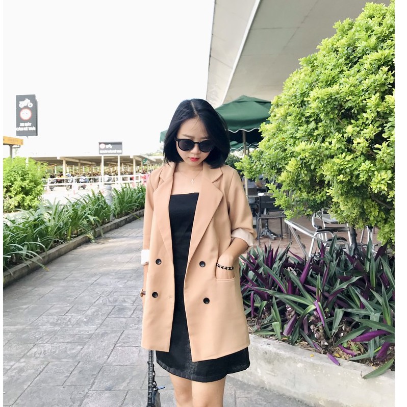 ÁO BLAZER NÂU ẤM 2 LỚP STYLE ULZZANG HÀN QUỐC (ảnh thật/sẵn/có video) | BigBuy360 - bigbuy360.vn