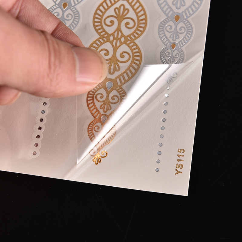 (hàng Mới Về) Hình Xăm Dán Tạm Thời Màu Vàng / Bạc Ánh Kim Lấp Lánh Trang Trí Nghệ Thuật Cơ Thể