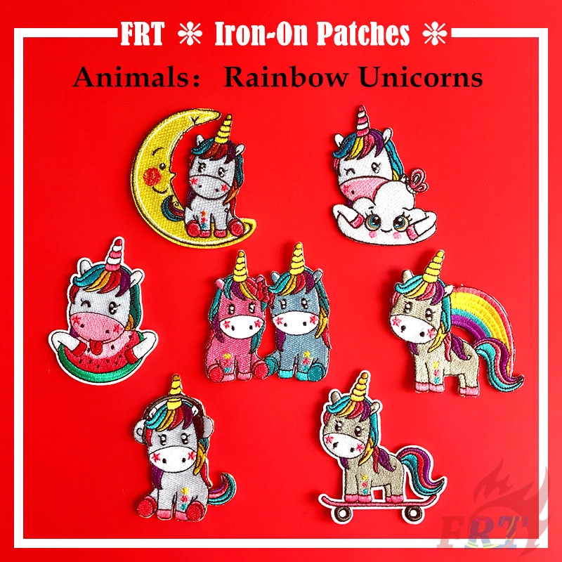 ☸ Animals：Rainbow Unicorns Iron-on Patch ☸ 1Pc Diy Sew on Iron on Badges Patches（Unicorn - Series 04）