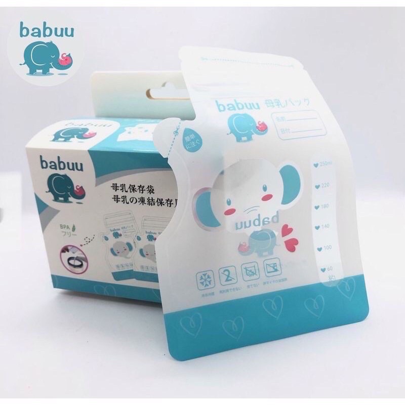 Túi trữ sữa babuu loại 250ml cho bé ( Hộp 50 túi )