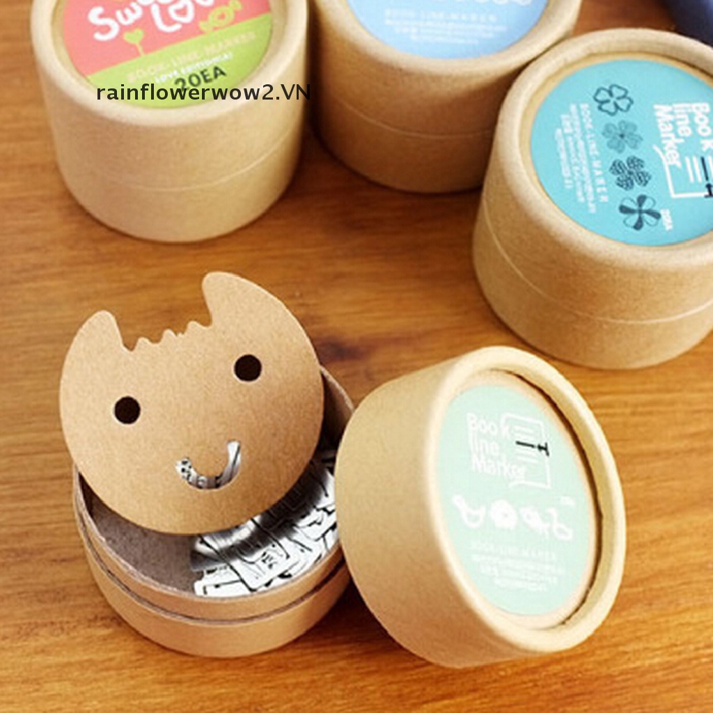 Bộ 20 Thẻ Đánh Dấu Trang Sách Mini Bằng Kim Loại Kèm Hộp Đựng Dễ Thương