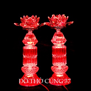 [ Cao 41 cm ,44 cm ] CẶP ĐÈN THỜ LED  PHA LÊ  [ TỰ ĐỘNG CHUYỂN MÀU ]