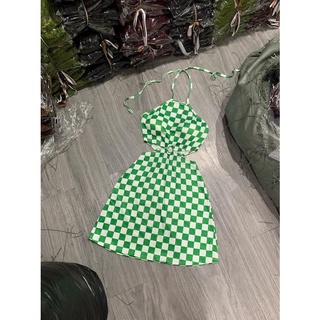 Váy Ca rô body hở lưng