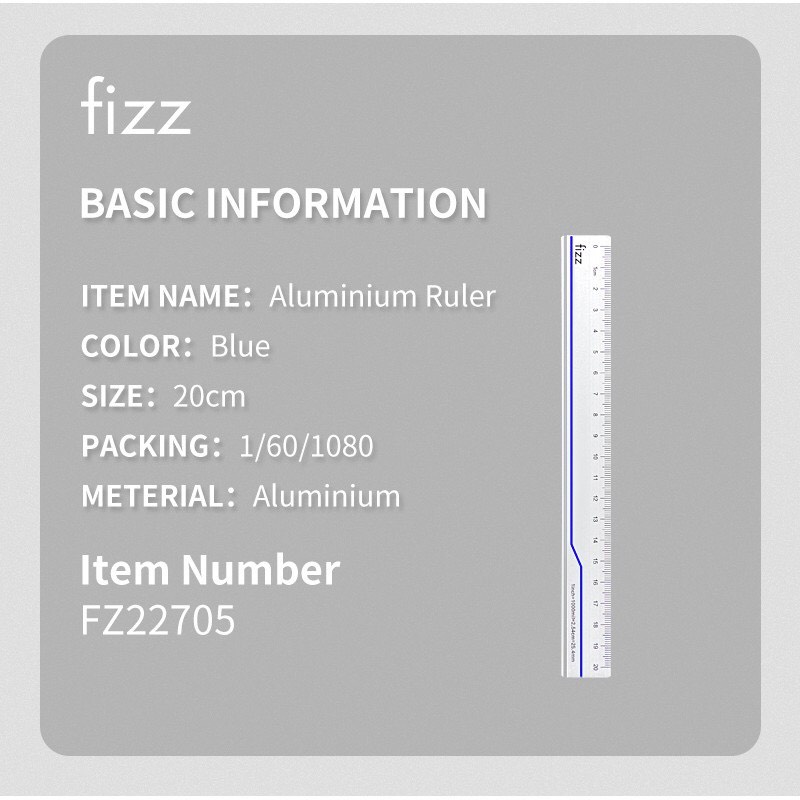 Thước Kẻ Nhôm Thẳng Dài 20cm Fizz Bền Đẹp, Guangbo FZ22705
