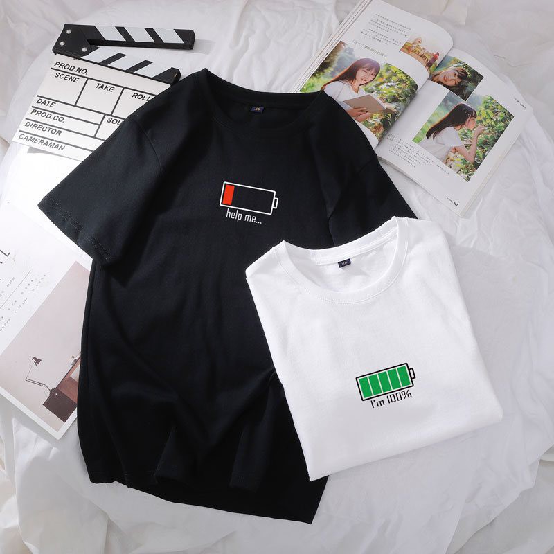 [FREESHIP - TỐI ĐA 30k] Áo Đôi (Áo Cặp) Cục Pin Đáng Yêu Kute -  Áo đôi Hot Trend 2020 vải cotton thoáng mát -Full size