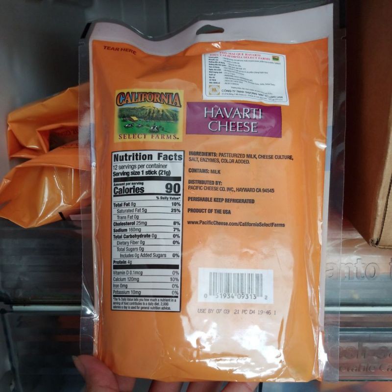 Phô mai que havarti hiệu California select farms 255gr của Mỹ