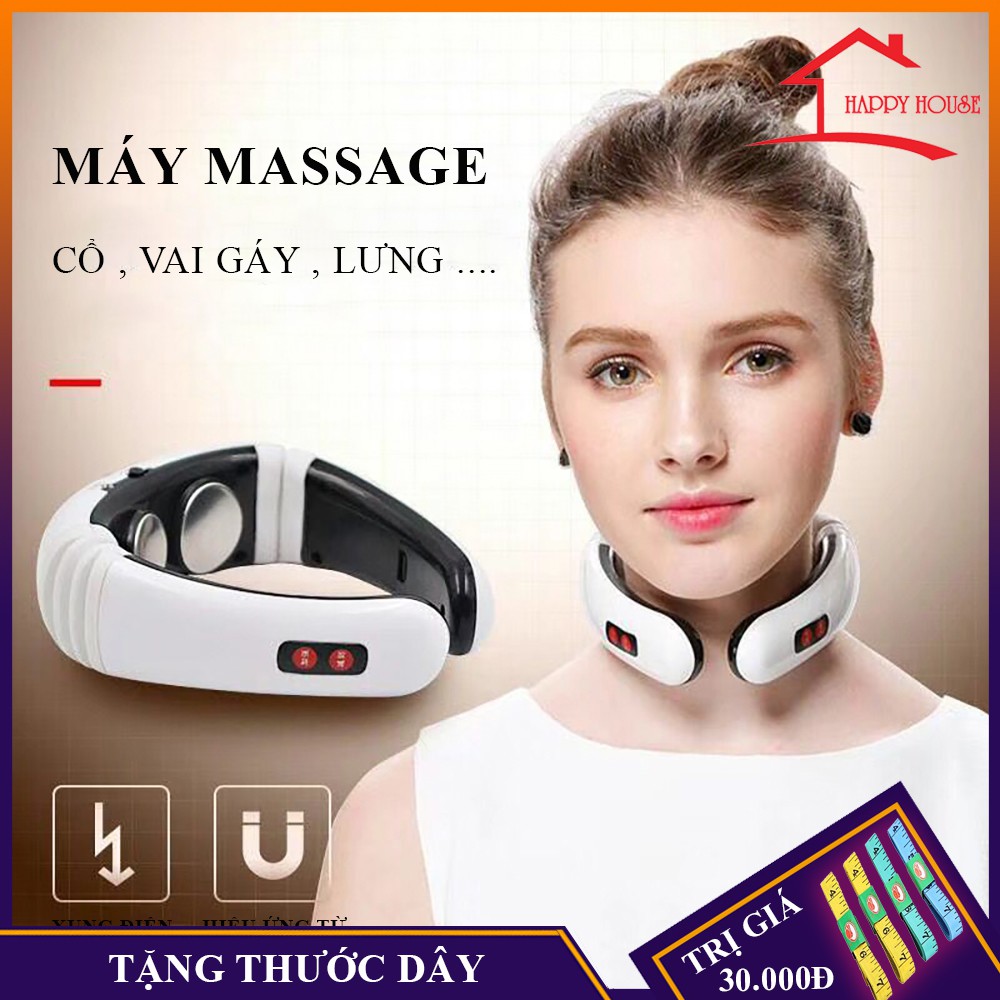 Máy massage cổ, vai gáy cao cấp, trị liệu đau cổ, vai gáy tặng 2 miếng dán xung điện, bảo hành 2 năm