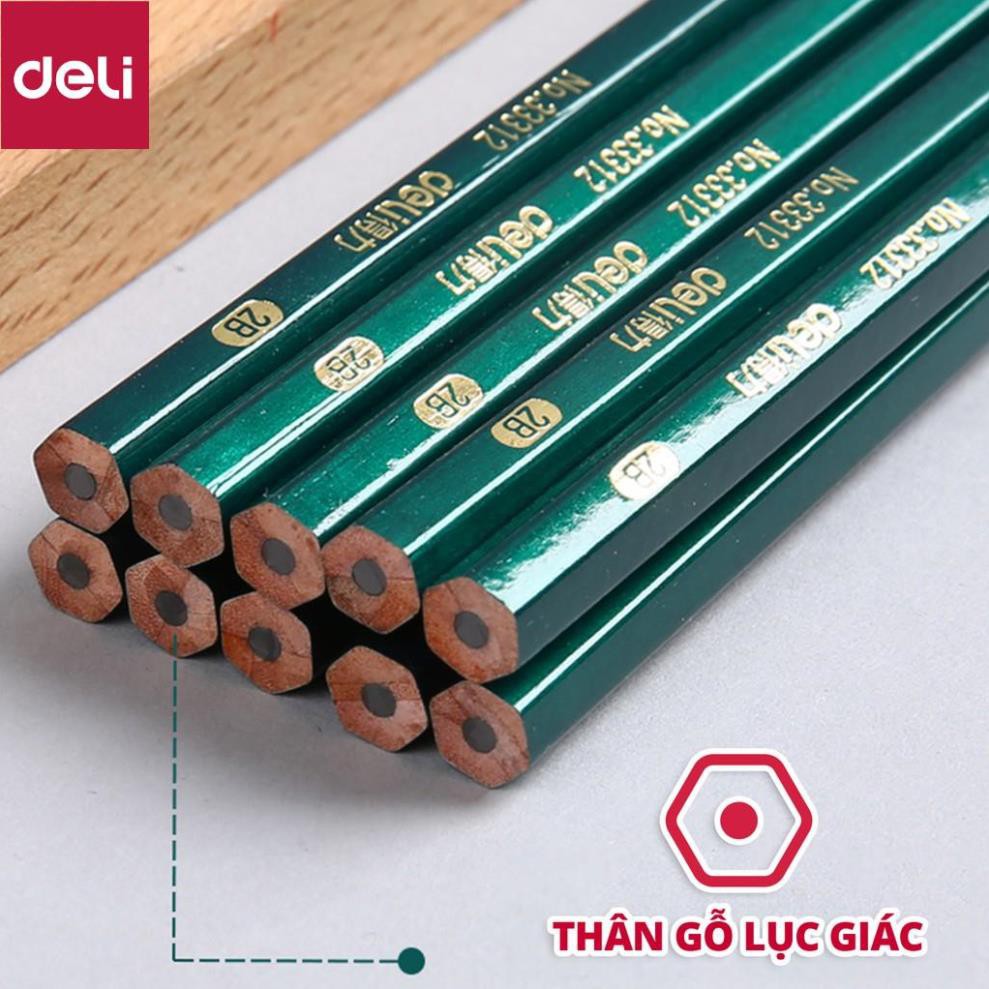 Bút chì lục giác Deli - loại 2B/HB - 10 chiếc/hộp - 33311 / 33312 [Deli]