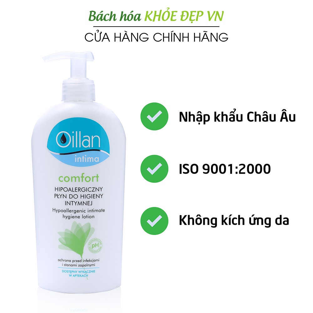 Dung dịch vệ sinh phụ nữ hàng ngày Oillan Intima Comfort 400ml