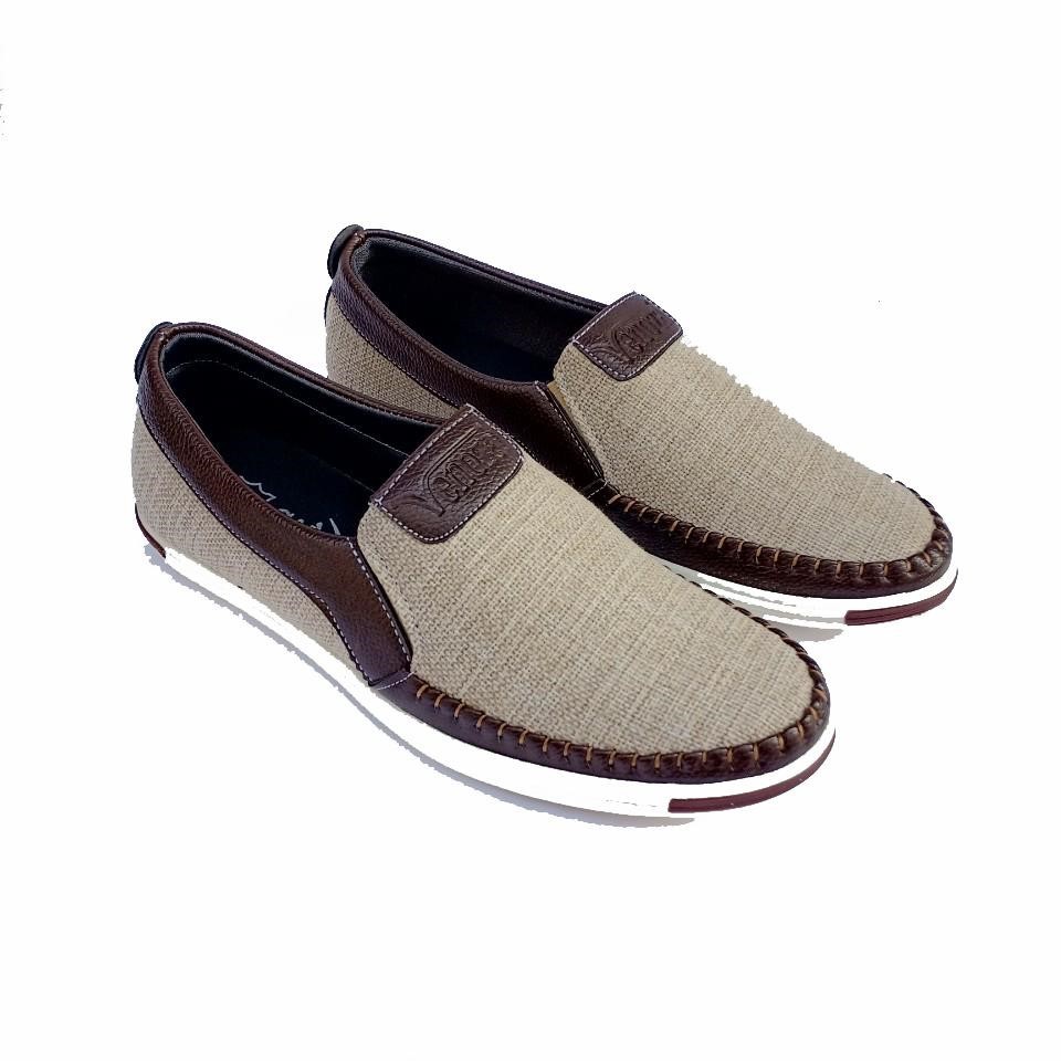 Giày lười nam vải bố cao cấp VB01 có 4 màu nâu - đen- xanh -kem | BigBuy360 - bigbuy360.vn