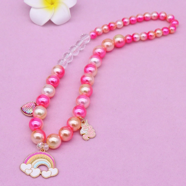 Vòng Tay Chuỗi Hạt Màu Sắc Cầu Vồng Dễ Thương Cho Bé Gái