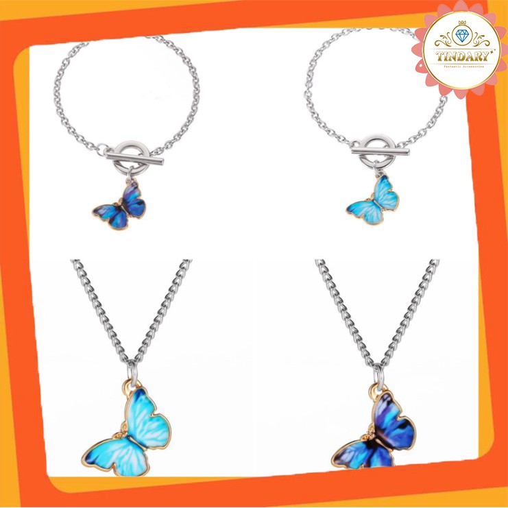 Dây Chuyền Lisa Cùng Hình Bướm Đính Đá Nhân Tạo Xinh Xắn Cho Nữ vòng cổ Tindary Store VC06