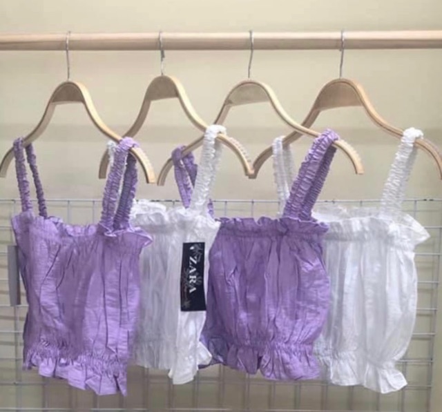 [Mã FASHIONT4WA2 giảm 10K đơn 50K] [SIÊU XINH] Áo hai dây croptop dúm chất đũi cực xinh 2 màu (Sỉ từ 5sp bất kì) | BigBuy360 - bigbuy360.vn
