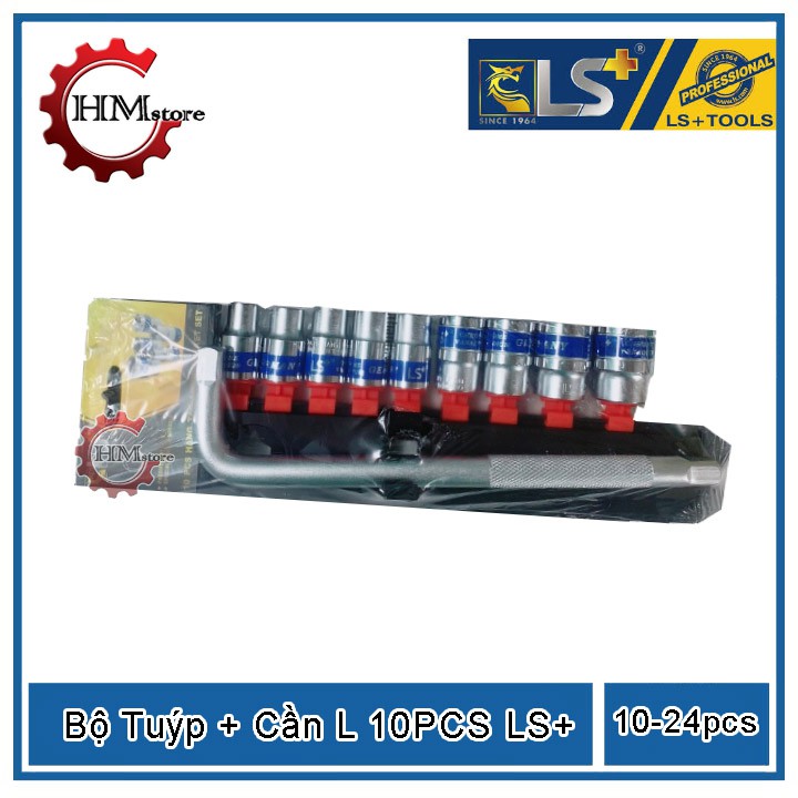 [Chính hãng] Bộ tuýp cần L 10pcs LS+ USA 10-24mm. Bộ tuýp 10 món giá rẻ cần L