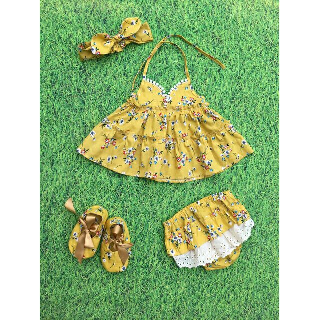 Set váy yếm vàng